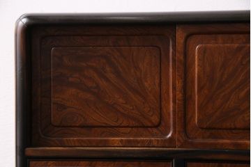 アンティーク家具　極上品!　指物　黒柿材・ケヤキ玉杢材　秀逸な素材と技が詰め込まれた卓上戸棚(小物収納)