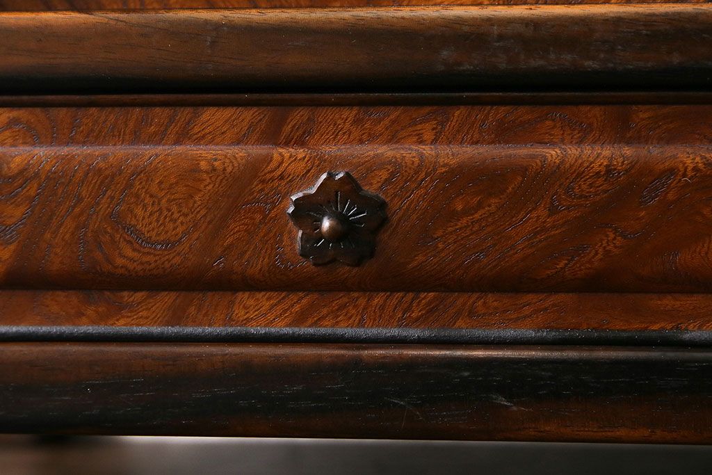 アンティーク家具　極上品!　指物　黒柿材・ケヤキ玉杢材　秀逸な素材と技が詰め込まれた卓上戸棚(小物収納)