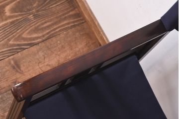 アンティーク家具　日本楽器・山葉(ヤマハ)　和モダンテイストの上質なフォールディングチェア・青(文化椅子、折りたたみ式チェア、イス)(1)