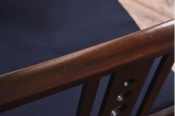 アンティーク家具　日本楽器・山葉(ヤマハ)　和モダンテイストの上質なフォールディングチェア・青(文化椅子、折りたたみ式チェア、イス)(2)