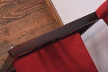 アンティーク家具　日本楽器・山葉(ヤマハ)　和モダンテイストの上質なフォールディングチェア・赤(文化椅子、折りたたみ式チェア、イス)(1)