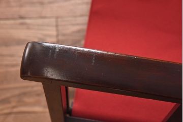 アンティーク家具　日本楽器・山葉(ヤマハ)　和モダンテイストの上質なフォールディングチェア・赤(文化椅子、折りたたみ式チェア、イス)(1)