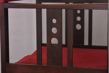 アンティーク家具　日本楽器・山葉(ヤマハ)　和モダンテイストの上質なフォールディングチェア・赤(文化椅子、折りたたみ式チェア、イス)(1)