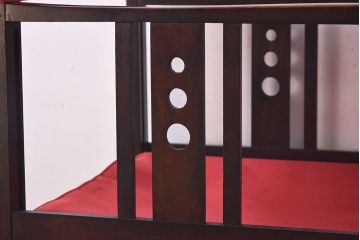 アンティーク家具　日本楽器・山葉(ヤマハ)　和モダンテイストの上質なフォールディングチェア・赤(文化椅子、折りたたみ式チェア、イス)(2)