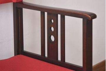 アンティーク家具　日本楽器・山葉(ヤマハ)　和モダンテイストの上質なフォールディングチェア・赤(文化椅子、折りたたみ式チェア、イス)(2)