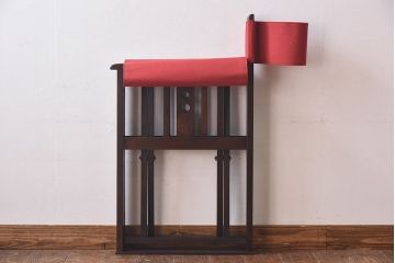 アンティーク家具　日本楽器・山葉(ヤマハ)　和モダンテイストの上質なフォールディングチェア・赤(文化椅子、折りたたみ式チェア、イス)(2)