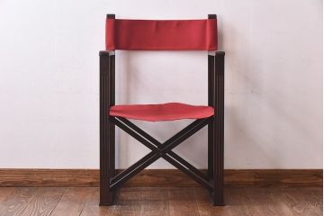アンティーク家具　日本楽器・山葉(ヤマハ)　和モダンテイストの上質なフォールディングチェア・赤(文化椅子、折りたたみ式チェア、イス)(2)