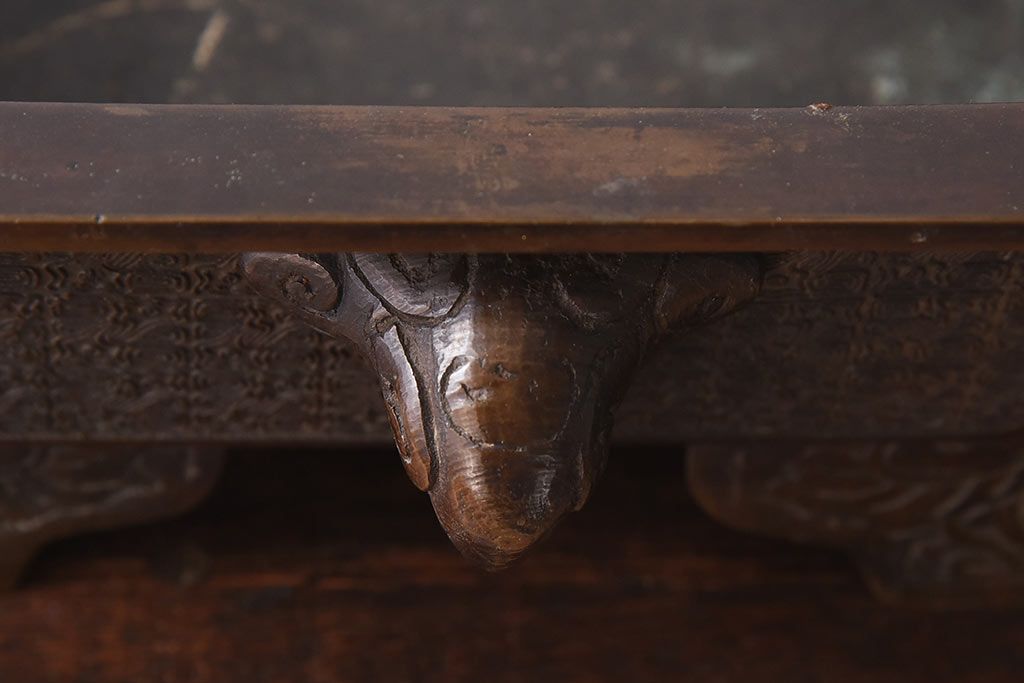 アンティーク雑貨　古民具・骨董　龍鳳凰　細部まで施された意匠が目を引く水盤(花器)