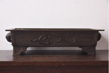 アンティーク雑貨　古民具・骨董　龍鳳凰　細部まで施された意匠が目を引く水盤(花器)