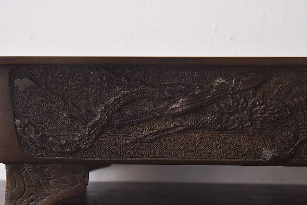 アンティーク雑貨　古民具・骨董　龍鳳凰　細部まで施された意匠が目を引く水盤(花器)