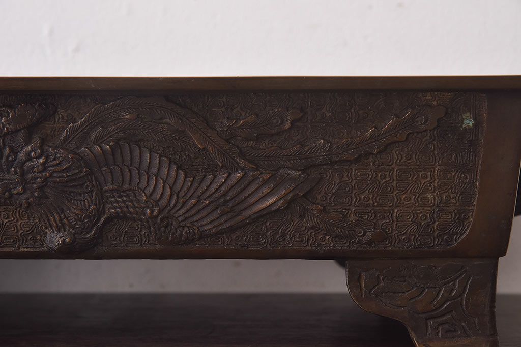 アンティーク雑貨　古民具・骨董　龍鳳凰　細部まで施された意匠が目を引く水盤(花器)