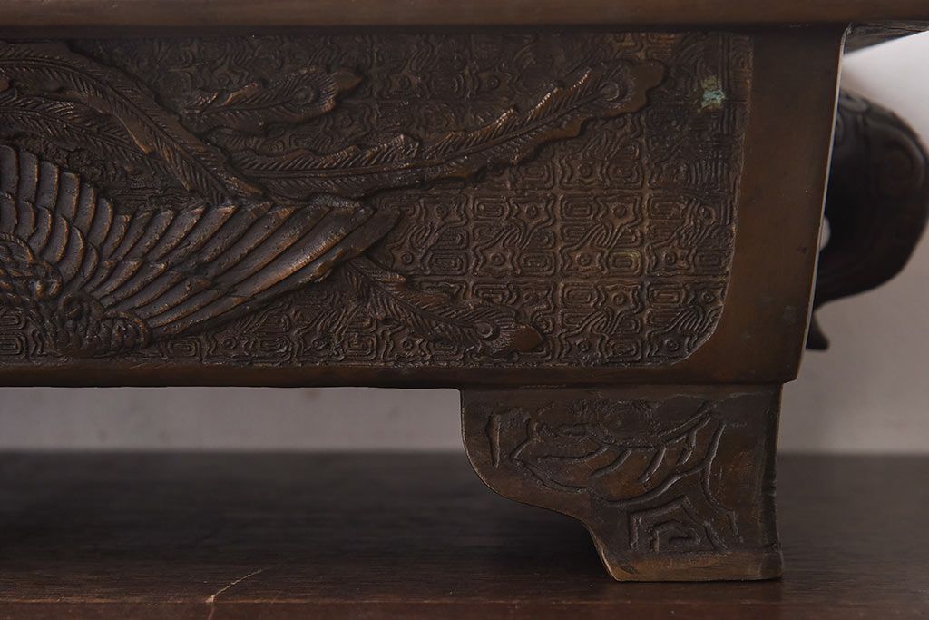 アンティーク雑貨　古民具・骨董　龍鳳凰　細部まで施された意匠が目を引く水盤(花器)