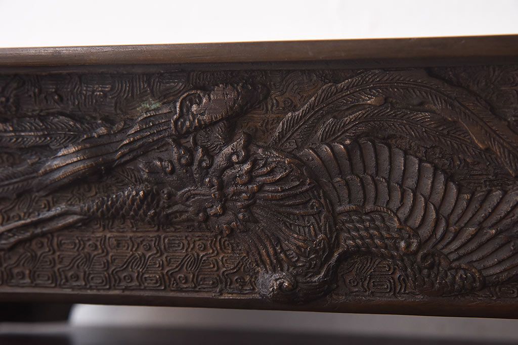 アンティーク雑貨　古民具・骨董　龍鳳凰　細部まで施された意匠が目を引く水盤(花器)