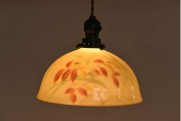 オールドノリタケ・則武(日陶)　秋草　照らすと透ける模様が魅力の電笠(天井照明、シェード)