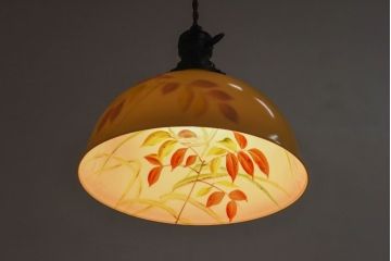 オールドノリタケ・則武(日陶)　秋草　照らすと透ける模様が魅力の電笠(天井照明、シェード)