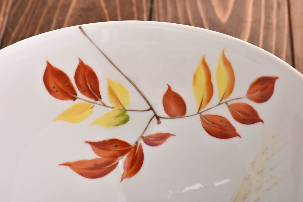 オールドノリタケ・則武(日陶)　秋草　照らすと透ける模様が魅力の電笠(天井照明、シェード)