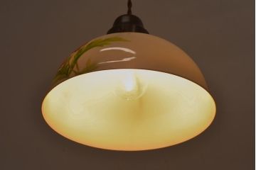 オールドノリタケ・則武(日陶)　ポピー(芥子)　鮮やかな絵柄が目を引く電笠(天井照明、シェード)