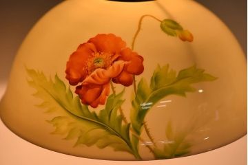 オールドノリタケ・則武(日陶)　ポピー(芥子)　鮮やかな絵柄が目を引く電笠(天井照明、シェード)