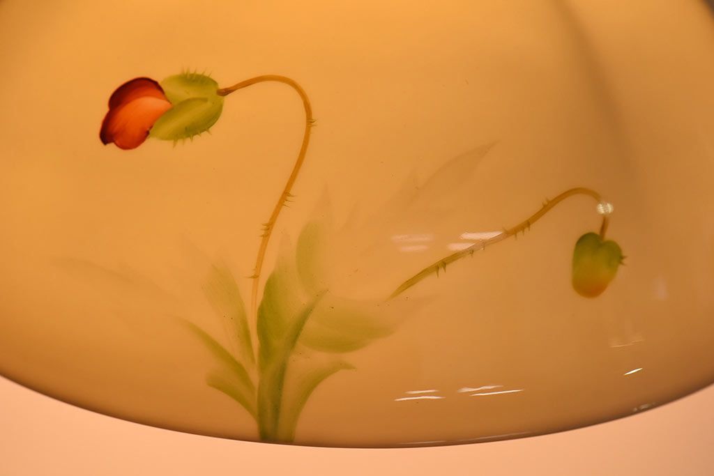オールドノリタケ・則武(日陶)　ポピー(芥子)　鮮やかな絵柄が目を引く電笠(天井照明、シェード)