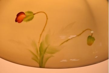 オールドノリタケ・則武(日陶)　ポピー(芥子)　鮮やかな絵柄が目を引く電笠(天井照明、シェード)