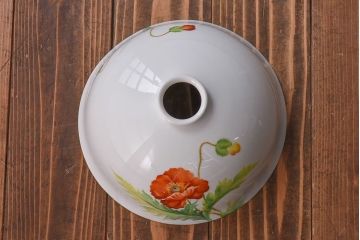 オールドノリタケ・則武(日陶)　ポピー(芥子)　鮮やかな絵柄が目を引く電笠(天井照明、シェード)