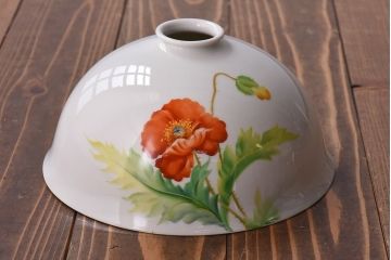 オールドノリタケ・則武(日陶)　ポピー(芥子)　鮮やかな絵柄が目を引く電笠(天井照明、シェード)