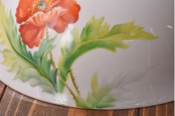 オールドノリタケ・則武(日陶)　ポピー(芥子)　鮮やかな絵柄が目を引く電笠(天井照明、シェード)