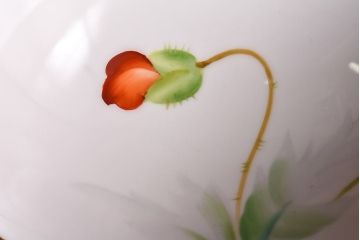 オールドノリタケ・則武(日陶)　ポピー(芥子)　鮮やかな絵柄が目を引く電笠(天井照明、シェード)