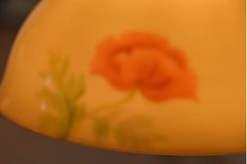 オールドノリタケ・則武(日陶)　ポピー(芥子)　照らすと透ける模様が魅力の電笠(  天井照明、シェード)(1)