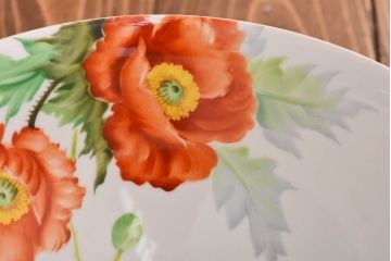 オールドノリタケ・則武(日陶)　ポピー(芥子)　照らすと透ける模様が魅力の電笠(  天井照明、シェード)(1)