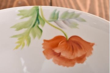 オールドノリタケ・則武(日陶)　ポピー(芥子)　照らすと透ける模様が魅力の電笠(  天井照明、シェード)(1)