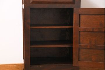 中古　松本民芸家具　シックな雰囲気漂うC型電話台(サイドチェスト、引き出し)(定価約11万円)