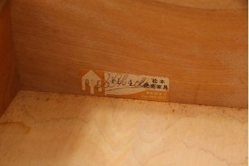 中古　松本民芸家具　シックな雰囲気漂うC型電話台(サイドチェスト、引き出し)(定価約11万円)