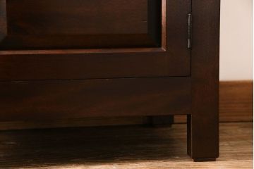 中古　松本民芸家具　シックな雰囲気漂うC型電話台(サイドチェスト、引き出し)(定価約11万円)