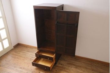 中古　松本民芸家具　DII-12型　洋服箪笥(ワードローブ、収納棚)(定価約36万円)