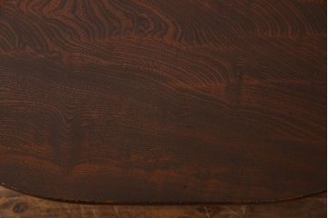 レトロ家具　昭和レトロ　栓材一枚板　力強い杢目が魅力のオーバル型ちゃぶ台(座卓、ローテーブル)