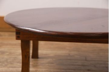 レトロ家具　昭和レトロ　栓材　深みのある色合いの丸ちゃぶ台(座卓、ローテーブル)