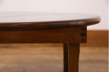 レトロ家具　昭和レトロ　栓材　深みのある色合いの丸ちゃぶ台(座卓、ローテーブル)