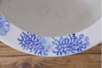 アンティーク雑貨　昭和初期　牡丹の図　脚付きのシルエットが目を引く植木鉢