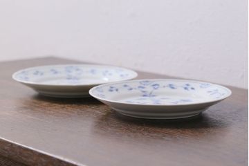 アンティーク雑貨　中古　B&G(ビング オー グレンダール)　コペンハーゲン　Butterfly(バタフライ)　17.5cmプレート2枚セット(洋食器)(1)