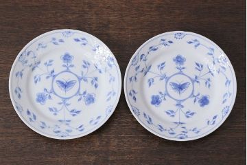 アンティーク雑貨　中古　B&G(ビング オー グレンダール)　コペンハーゲン　Butterfly(バタフライ)　17.5cmプレート2枚セット(洋食器)(1)