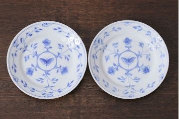 アンティーク雑貨　中古　B&G(ビング オー グレンダール)　コペンハーゲン　Butterfly(バタフライ)　17.5cmプレート2枚セット(洋食器)(2)