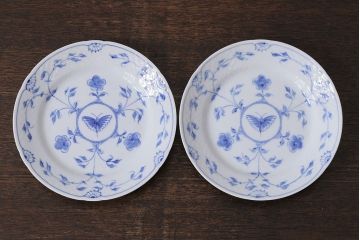 アンティーク雑貨　中古　B&G(ビング オー グレンダール)　コペンハーゲン　Butterfly(バタフライ)　17.5cmプレート2枚セット(洋食器)(3)