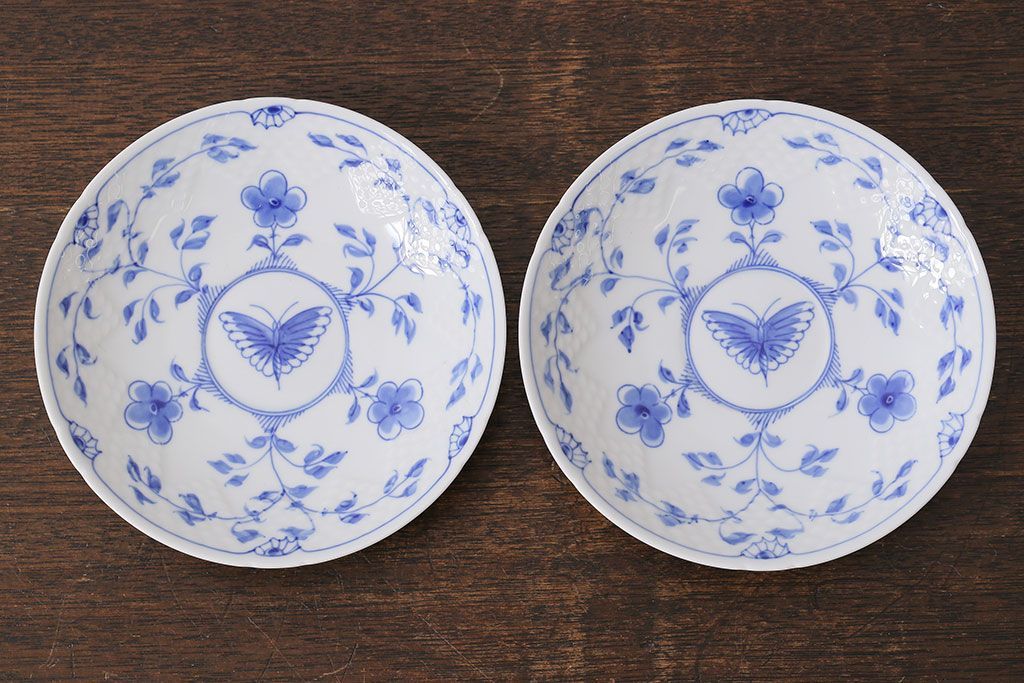 アンティーク雑貨　中古　B&G(ビング オー グレンダール)　コペンハーゲン　Butterfly(バタフライ)　カップ&ソーサー2客セット(洋食器)