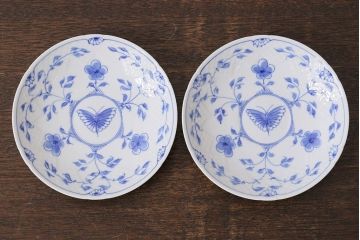 アンティーク雑貨　中古　B&G(ビング オー グレンダール)　コペンハーゲン　Butterfly(バタフライ)　カップ&ソーサー2客セット(洋食器)