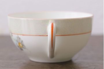 アンティーク雑貨　オールドノリタケ(則武・日陶)　ヤジロベー印　ポップな色合いが可愛らしいカップ&ソーサー2客セット(洋食器)(2)