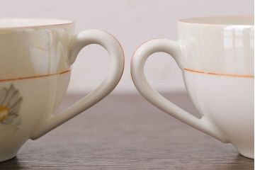 オールドノリタケ(則武・日陶)　ヤジロベー印　ポップな色合いが可愛らしいカップ&ソーサー2客セット(洋食器)(3)