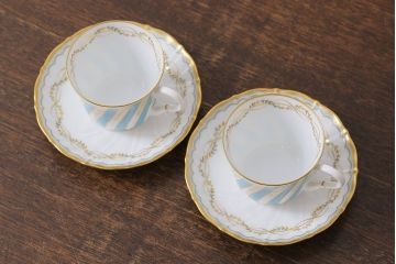アンティーク雑貨　中古　ノリタケ(Noritake、則武)　ダイヤモンドコレクション印　カップ&ソーサー2客セット(洋食器)