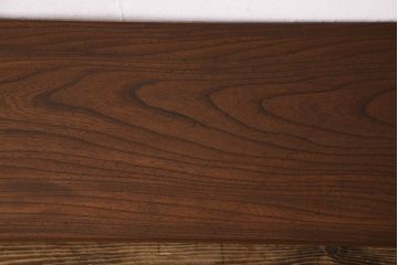 大正期　ケヤキ材一枚板　杢目が魅力的なリメイク鉄脚ベンチ(板座チェア、椅子)(1)