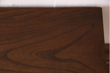 大正期　ケヤキ材一枚板　杢目が魅力的なリメイク鉄脚ベンチ(板座チェア、椅子)(1)